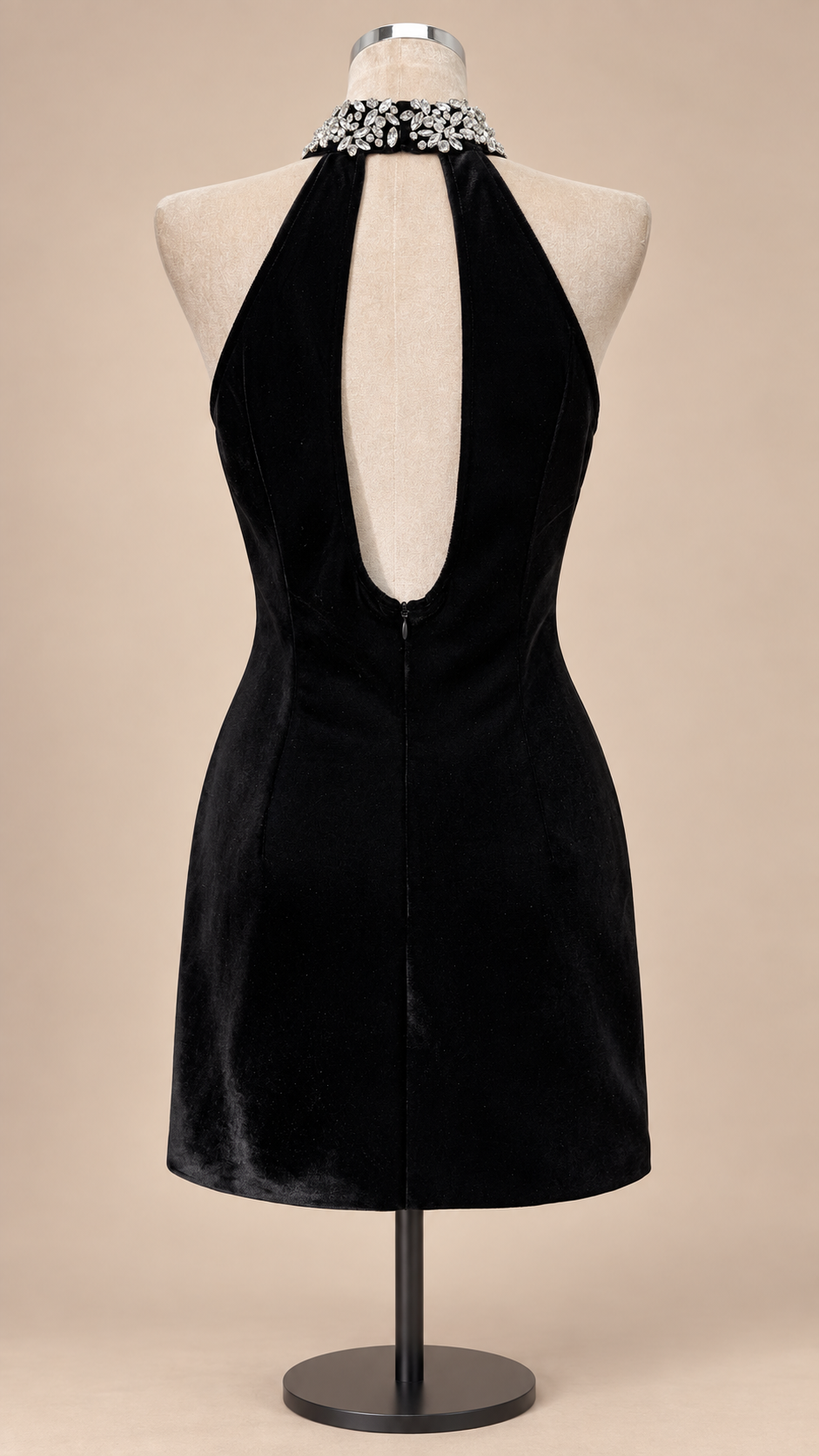 Noemi Crystal-Collar Mini — Black mannequin back