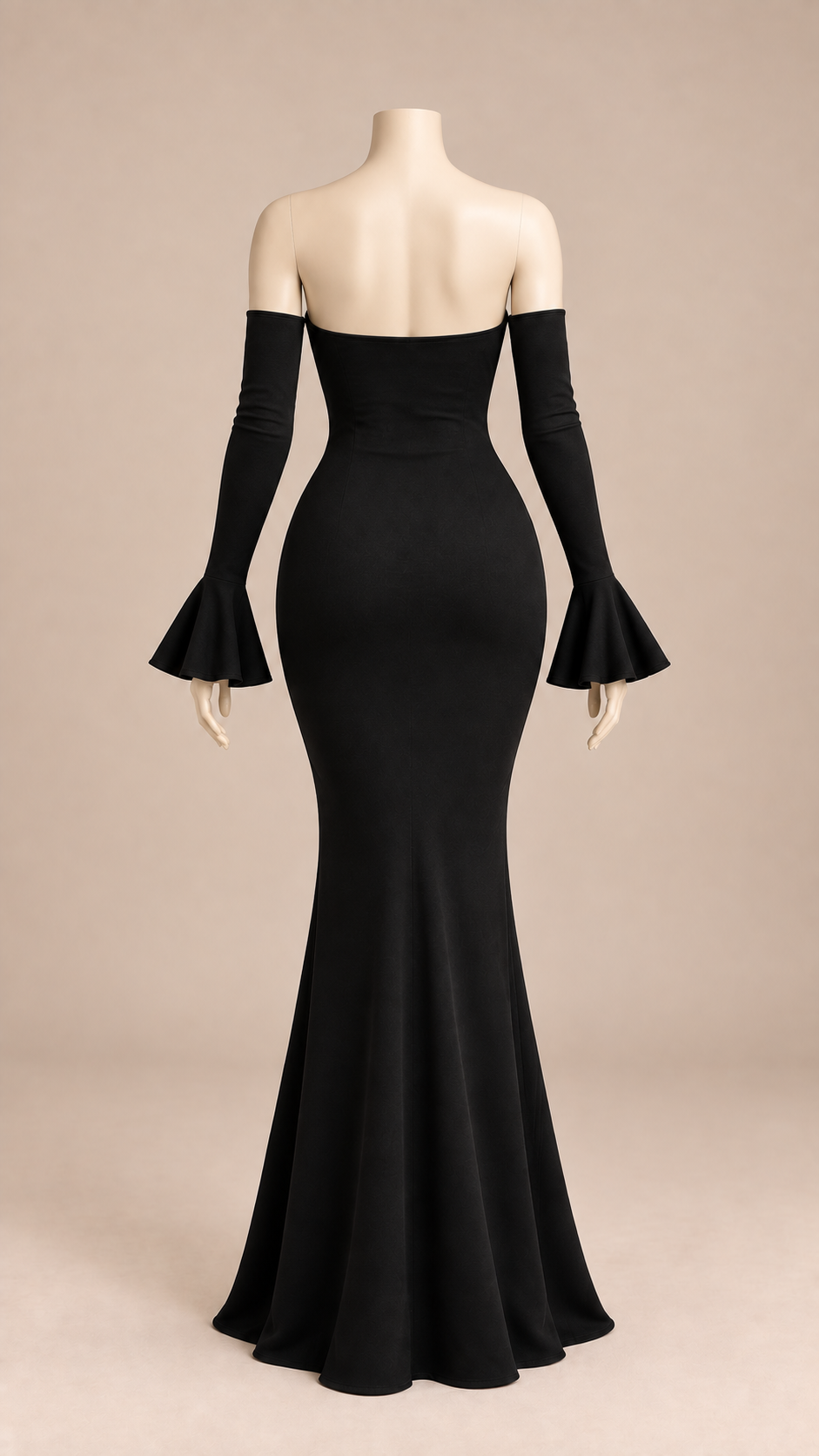 Seraphine Mermaid Maxi Dress — Black mannequin back