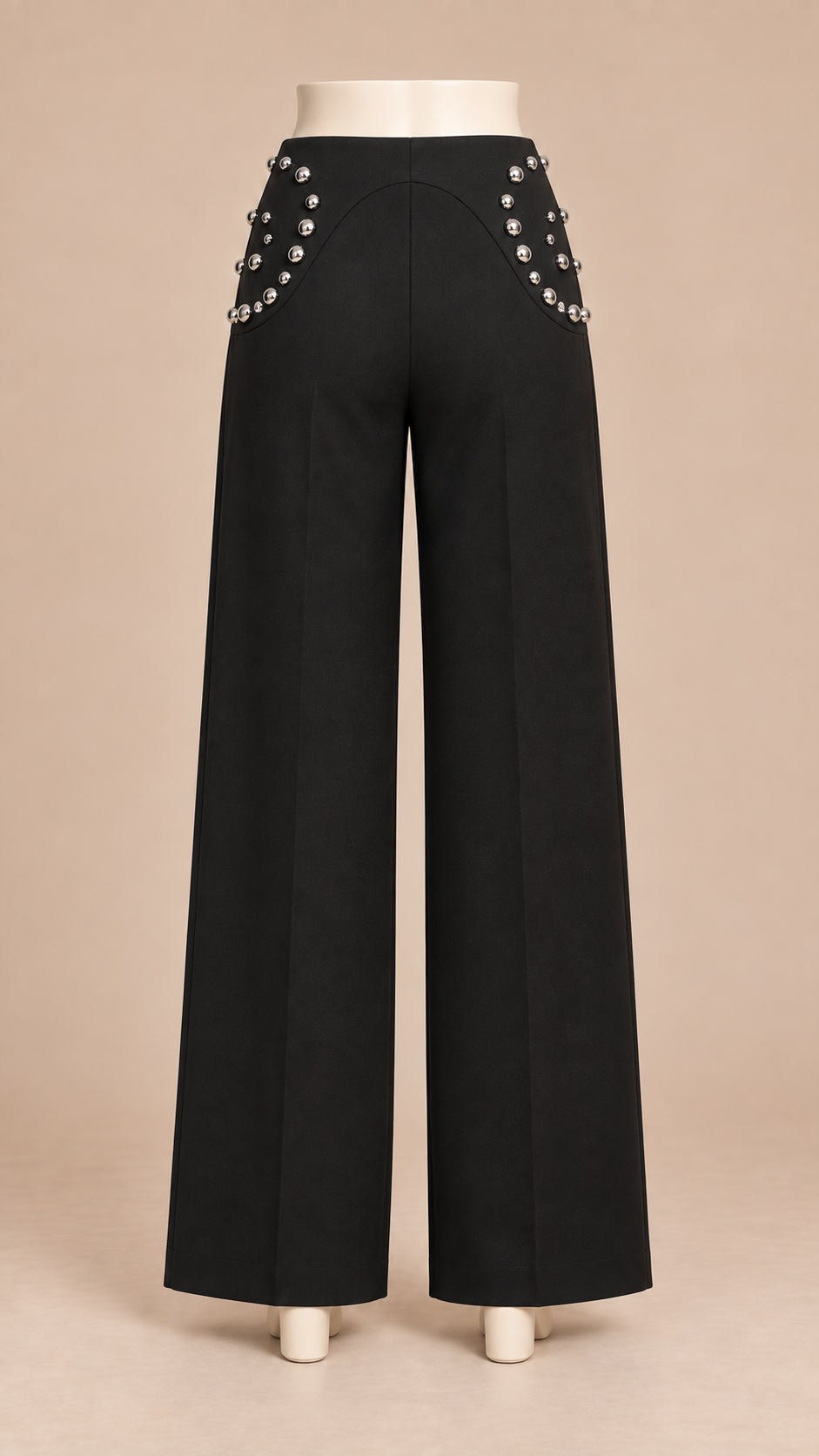 Nyra Studded Wide Pants — Black mannequin back