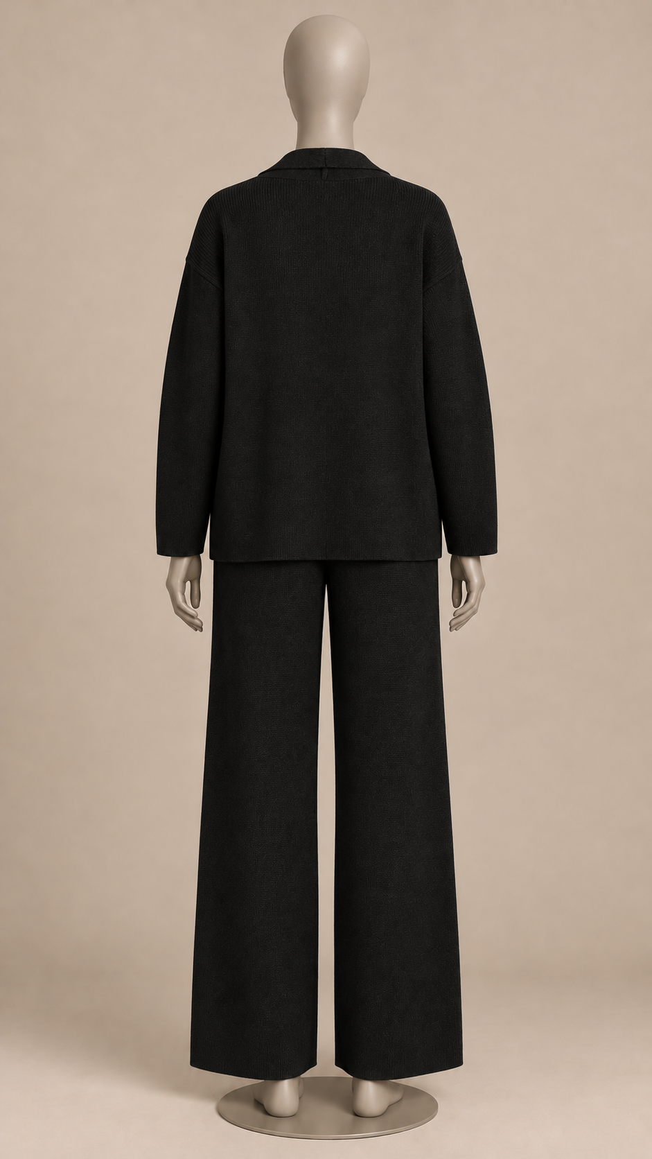 Gwenllian One-Shoulder Knit Set — Black mannequin back