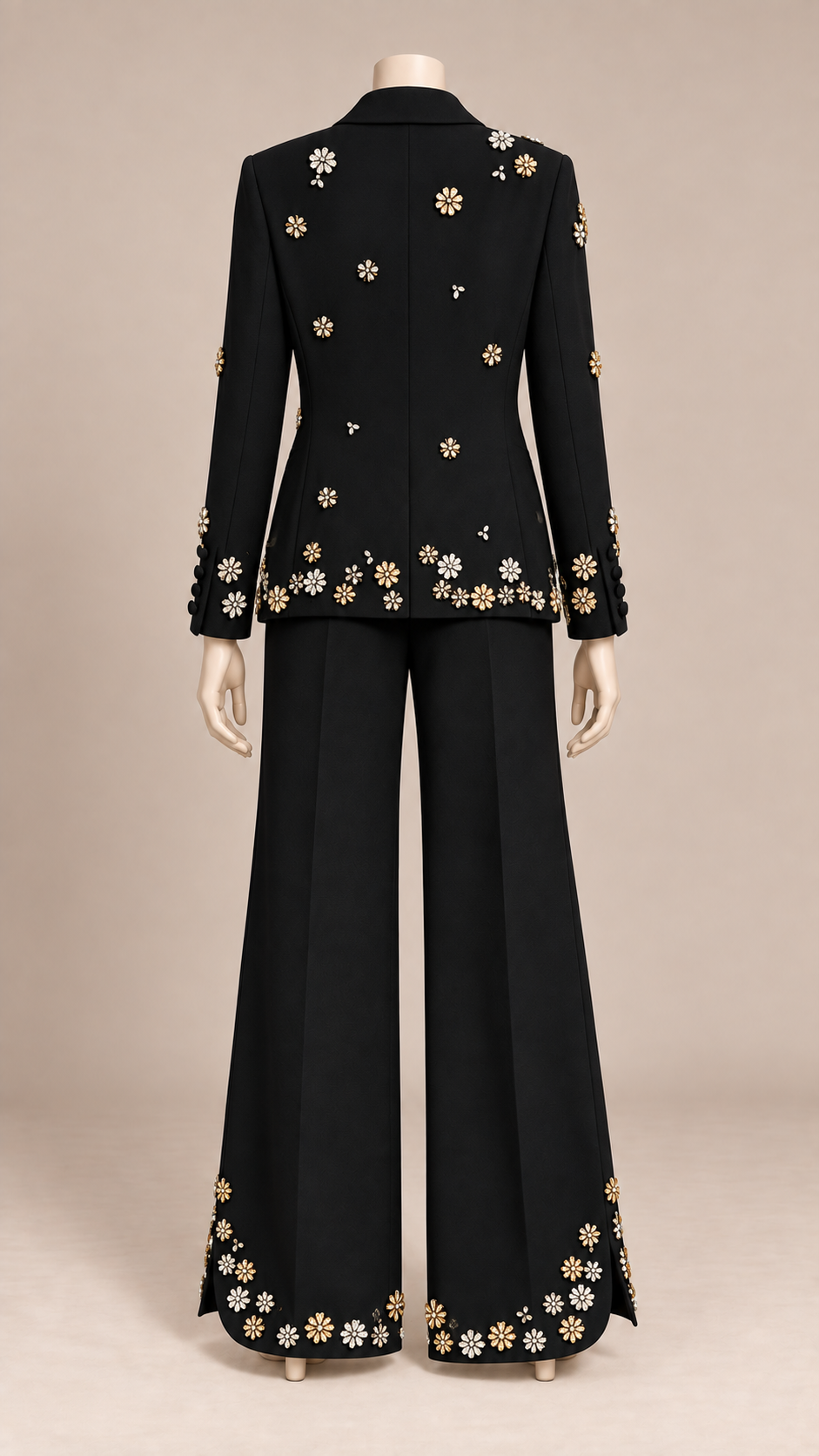 Delphine Beaded Blazer Suit — Black mannequin back