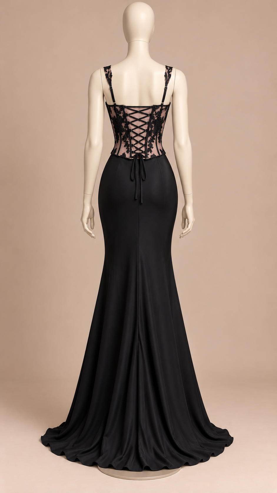 Morwenna Corset Mermaid Set — Black mannequin back