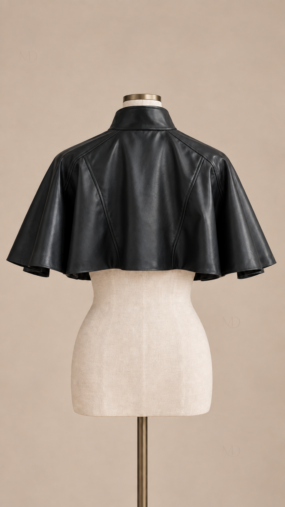 Noir Cropped Cape Jacket — Black mannequin back