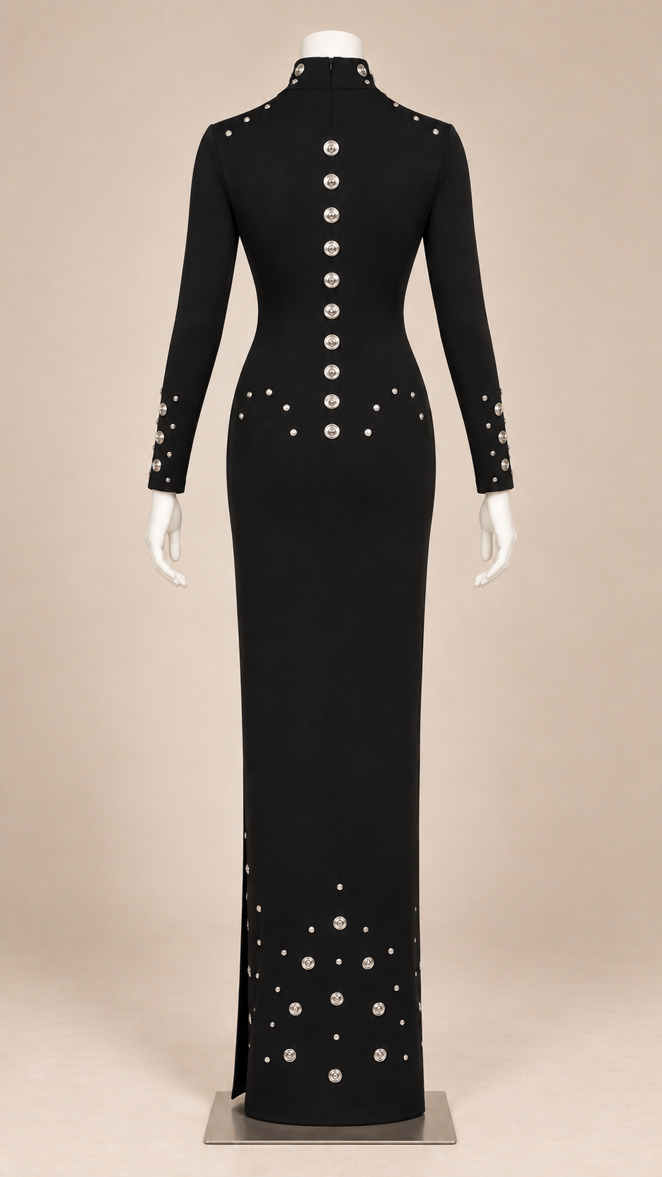 Lisette Rivet Maxi — Black mannequin back