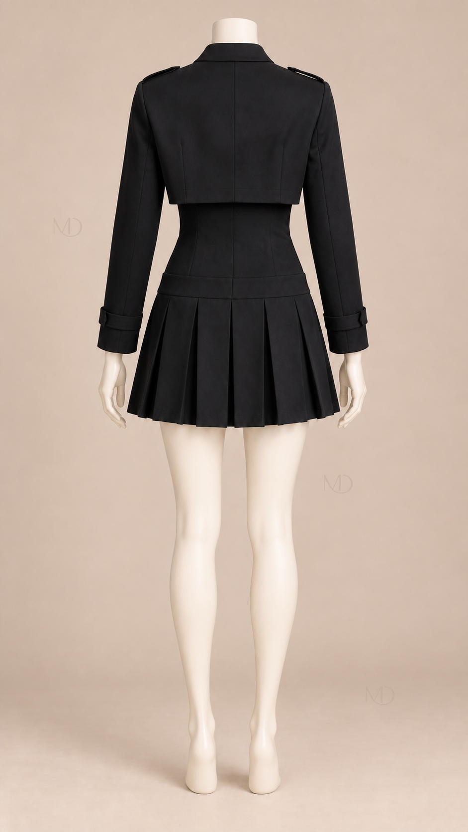 Odette Double-Breasted Dress Set — Black mannequin back