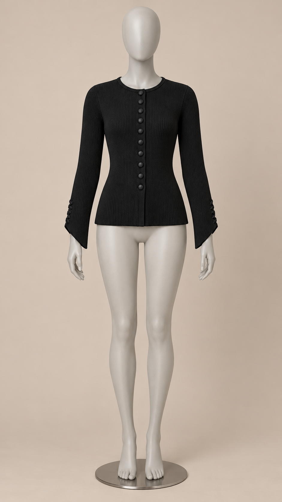 Bronagh Braided-Trim Cardigan — Black mannequin front