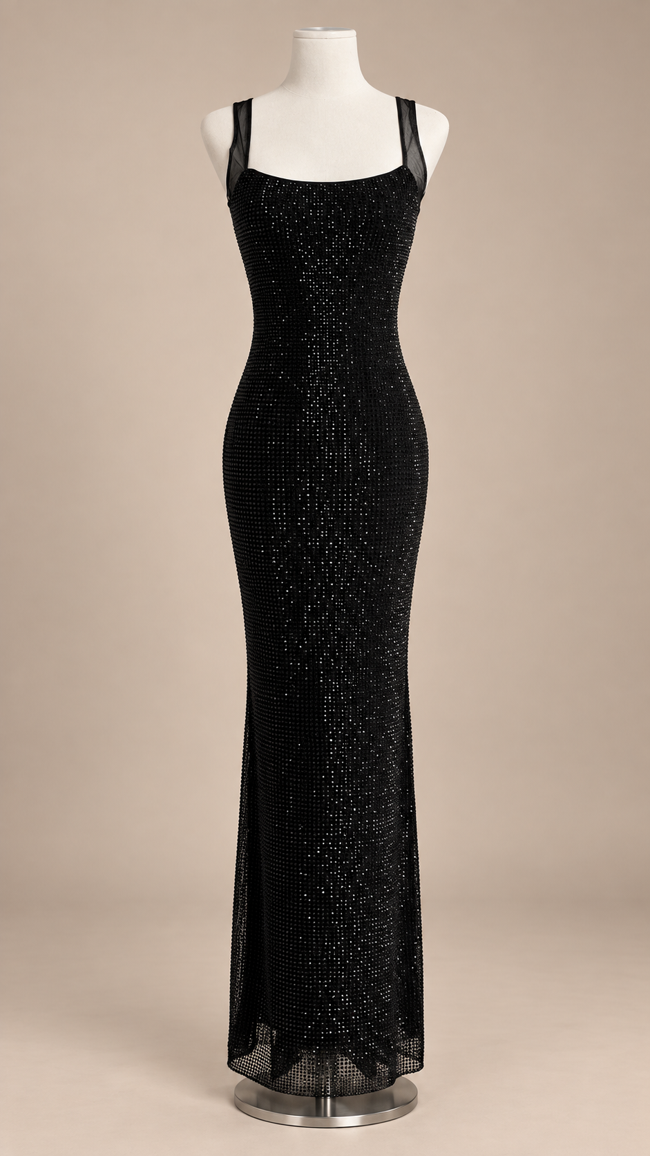 Aurore Backless Maxi — Black mannequin front