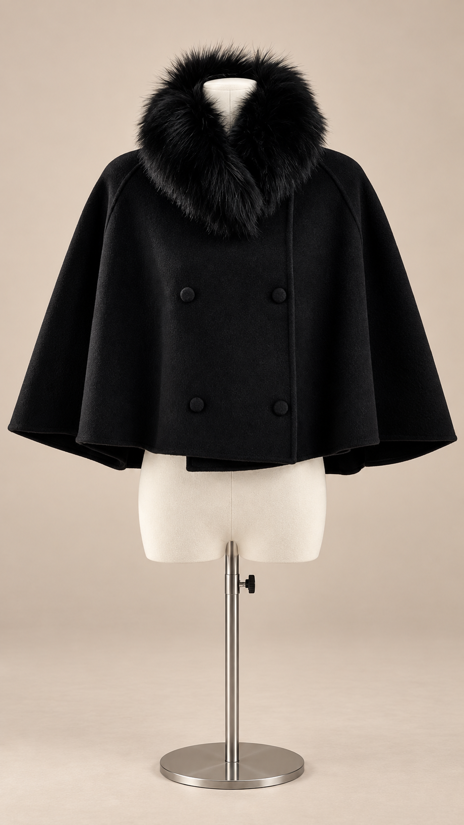 Colette Cape Coat — Black mannequin front