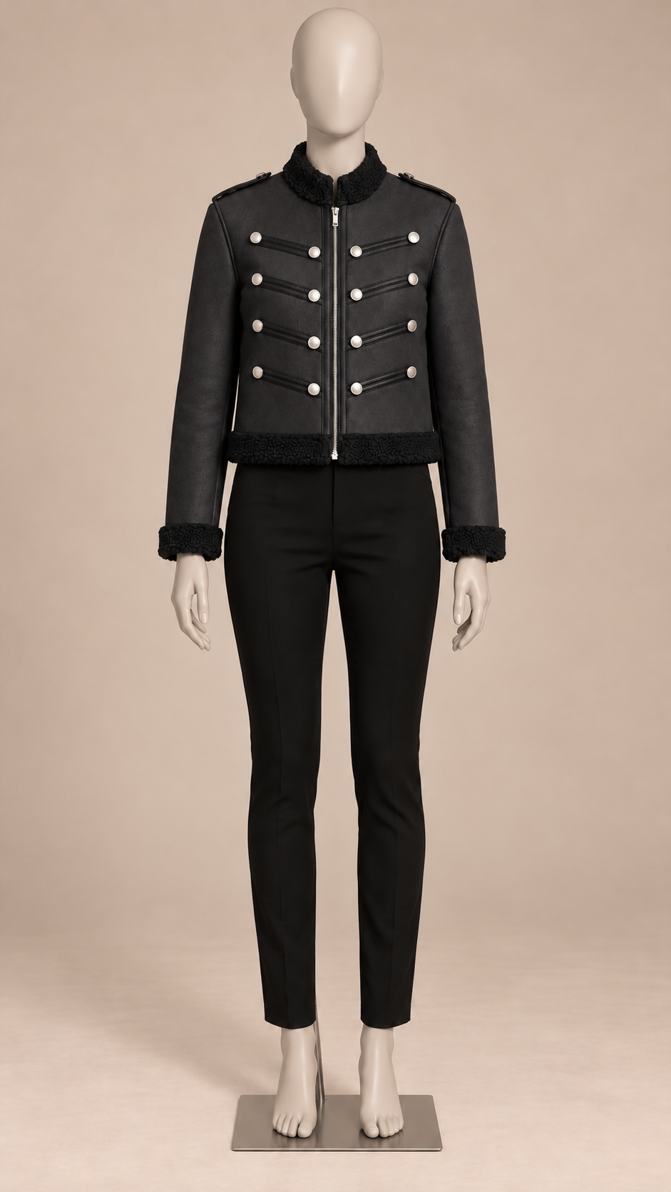 Clotilde Hussar Jacket — Black mannequin front