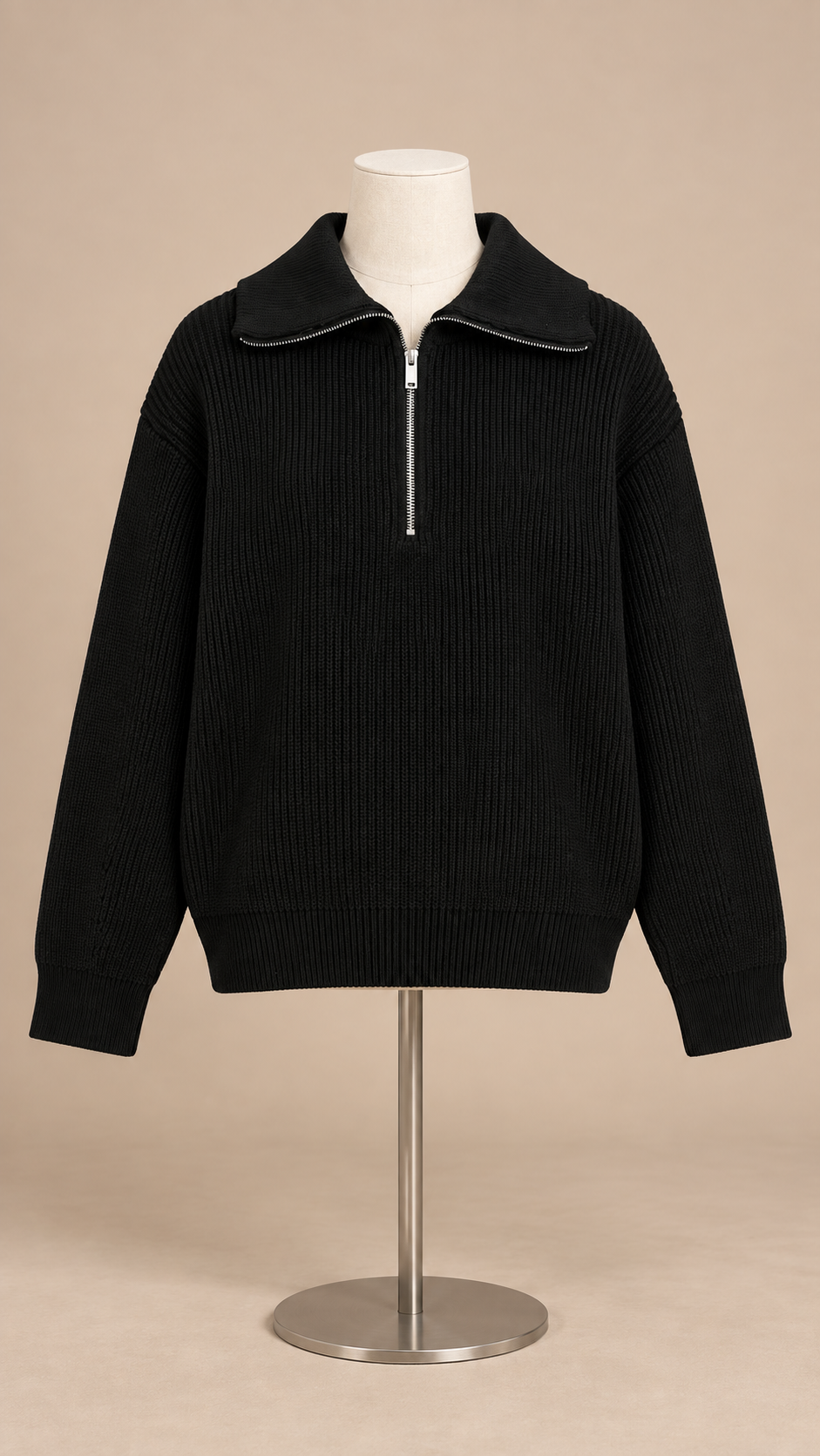 Isadora Half-Zip Sweater — Black mannequin front