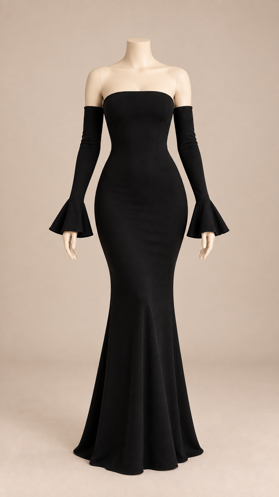 Seraphine Mermaid Maxi Dress — Black mannequin front