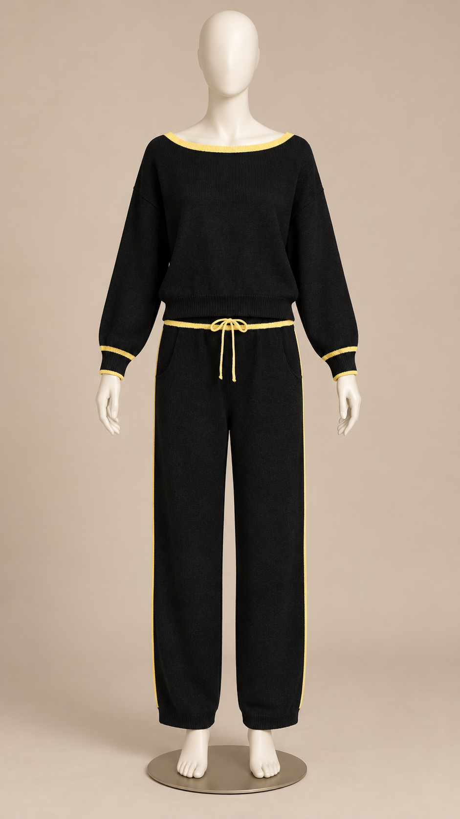 Saskia Tipped Knit Set — Black mannequin front