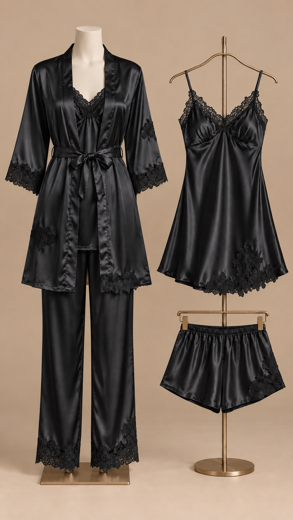 Anouk Five-Piece Set — Black mannequin front