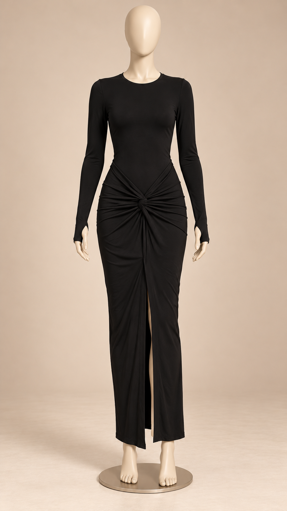 Ysolde Twist-Knot Maxi — Black mannequin front