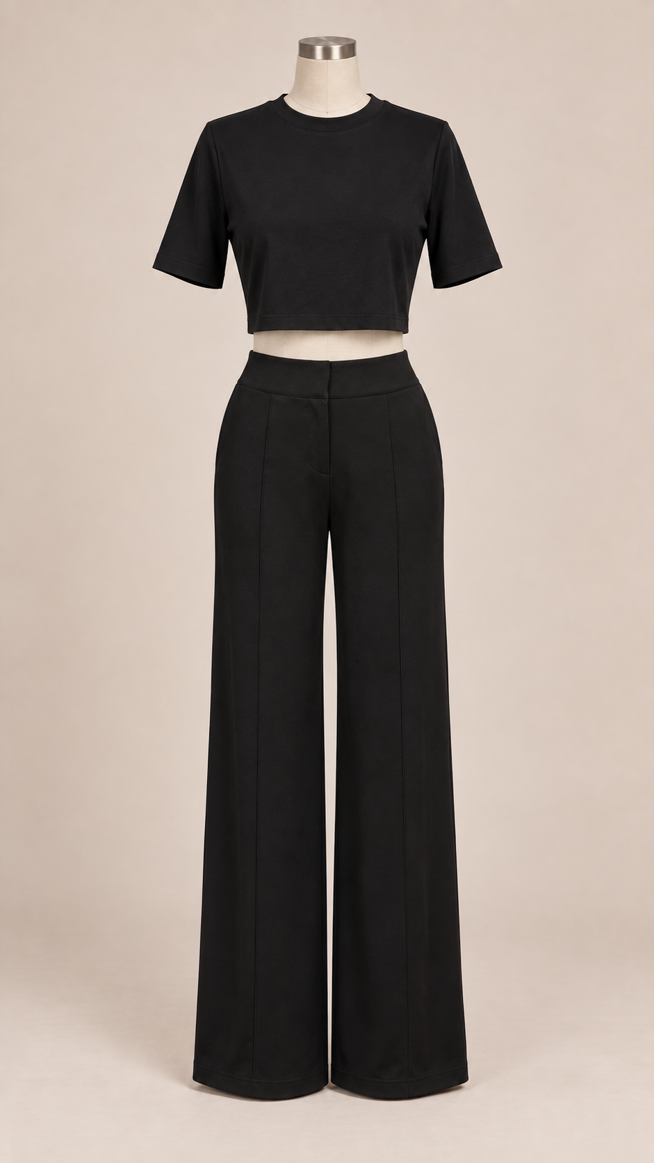 Noelle Cropped Tee Set — Black mannequin front