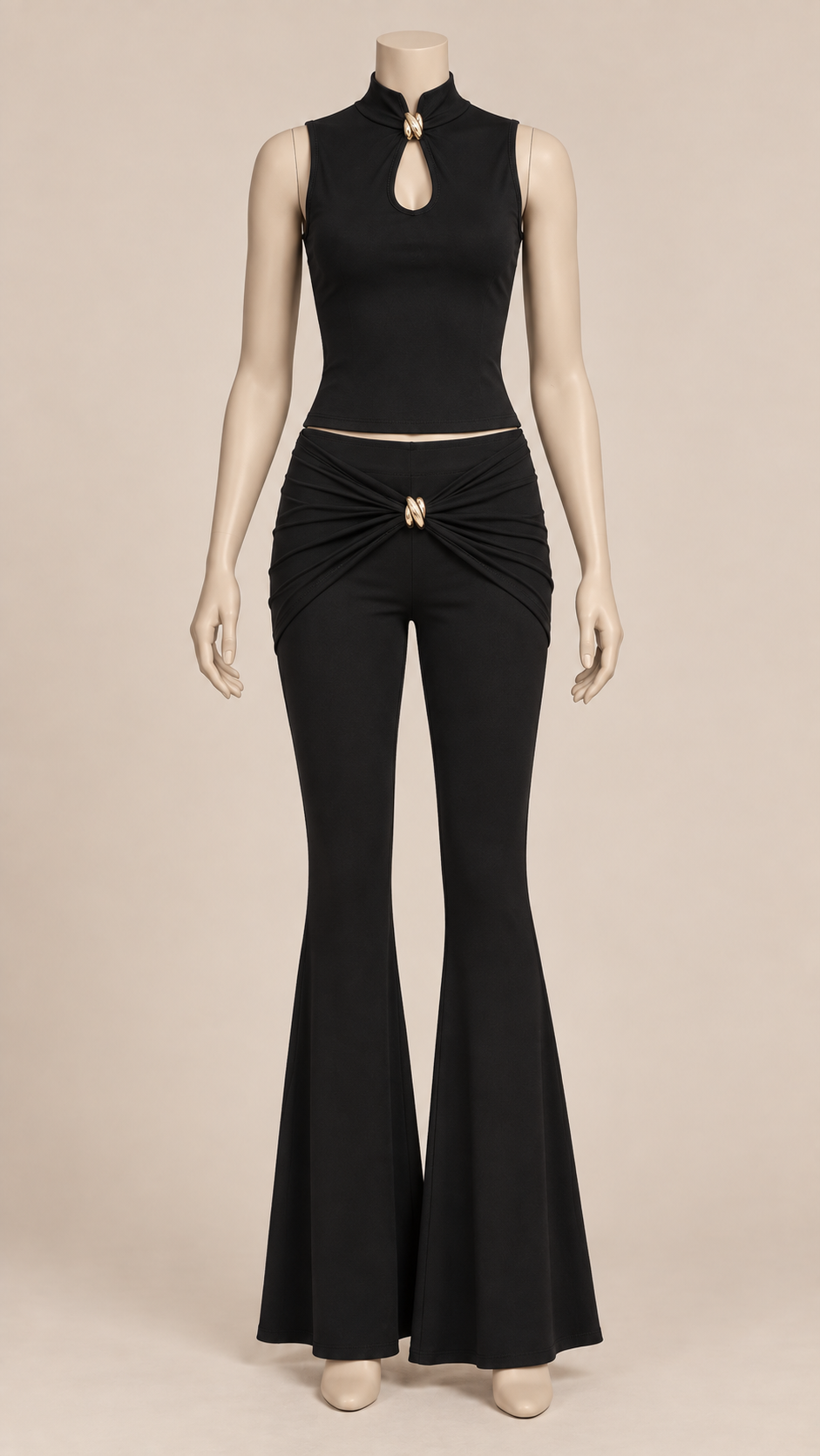 Noelle Twist Two-Piece Set — Black mannequin front