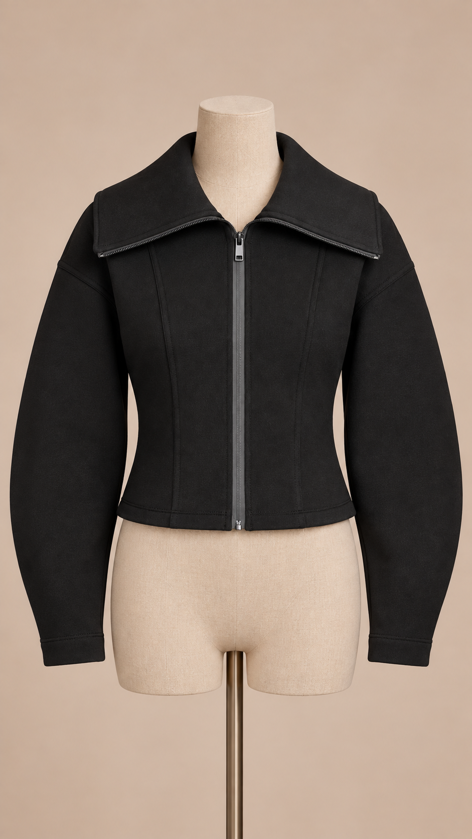 Elise Zip Collar Jacket — Black mannequin front