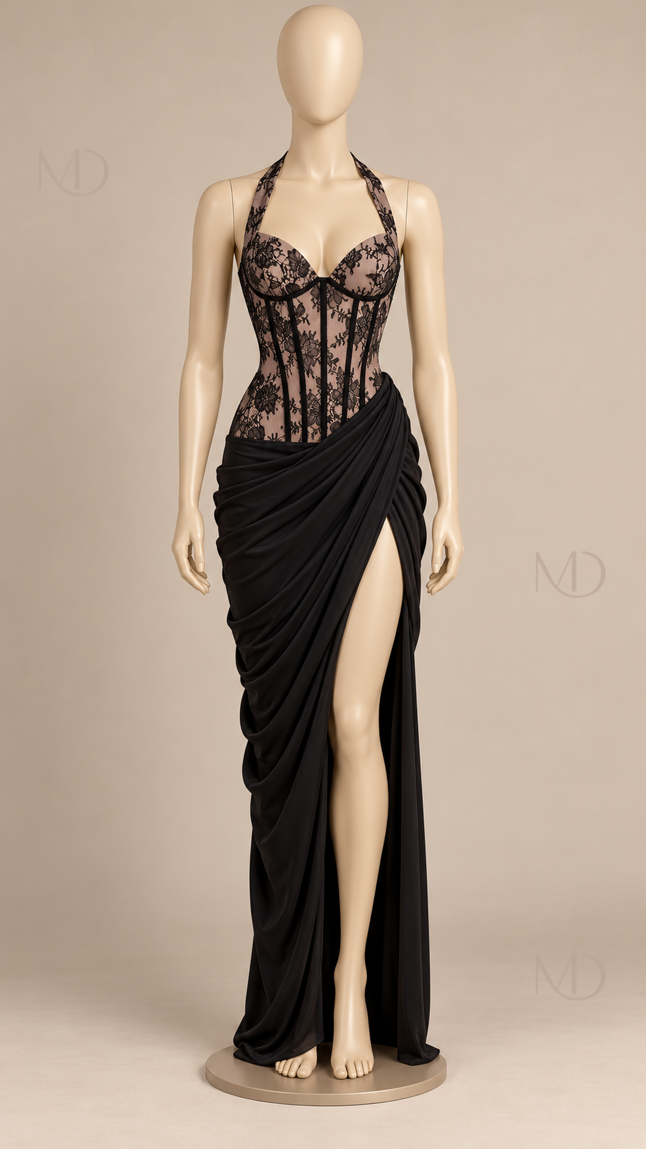 Esterina Corset Maxi — Black mannequin front