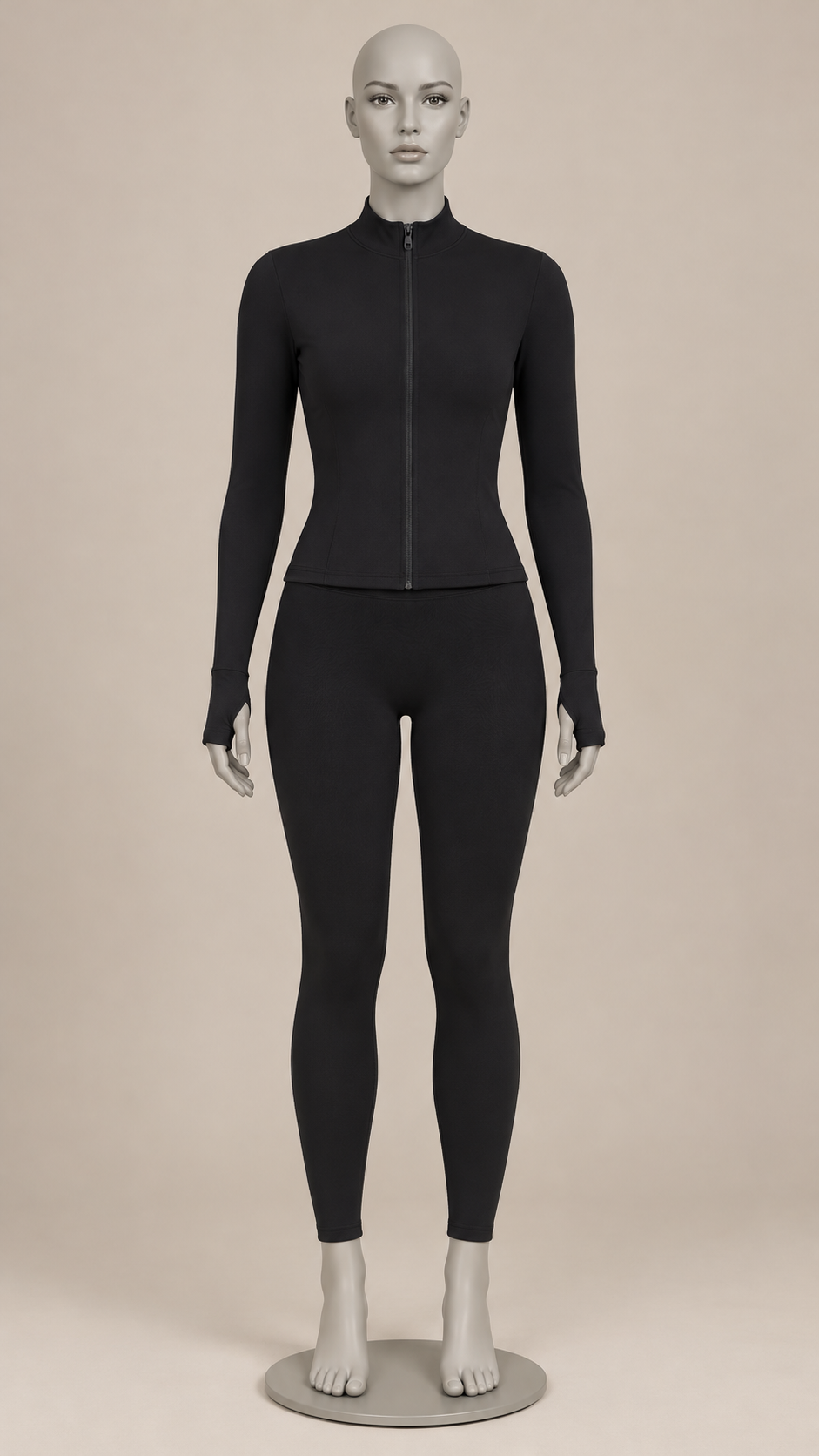 Kalinda Thumbhole Active Set — Black mannequin front