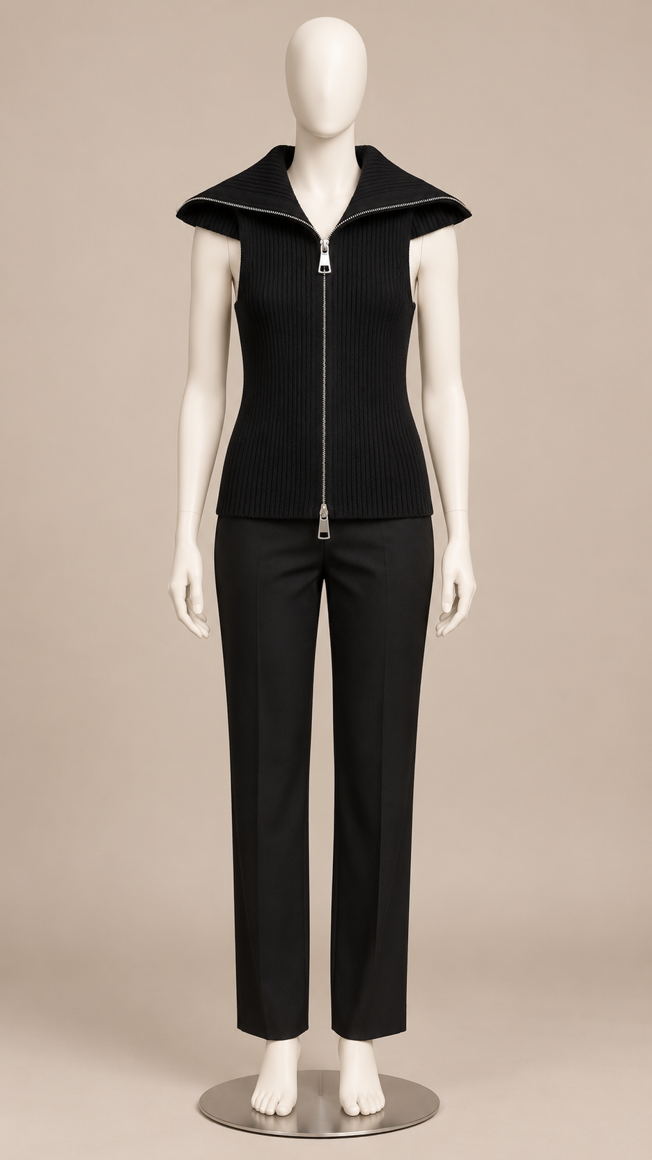 Elowen Wing-Collar Tank — Black mannequin front