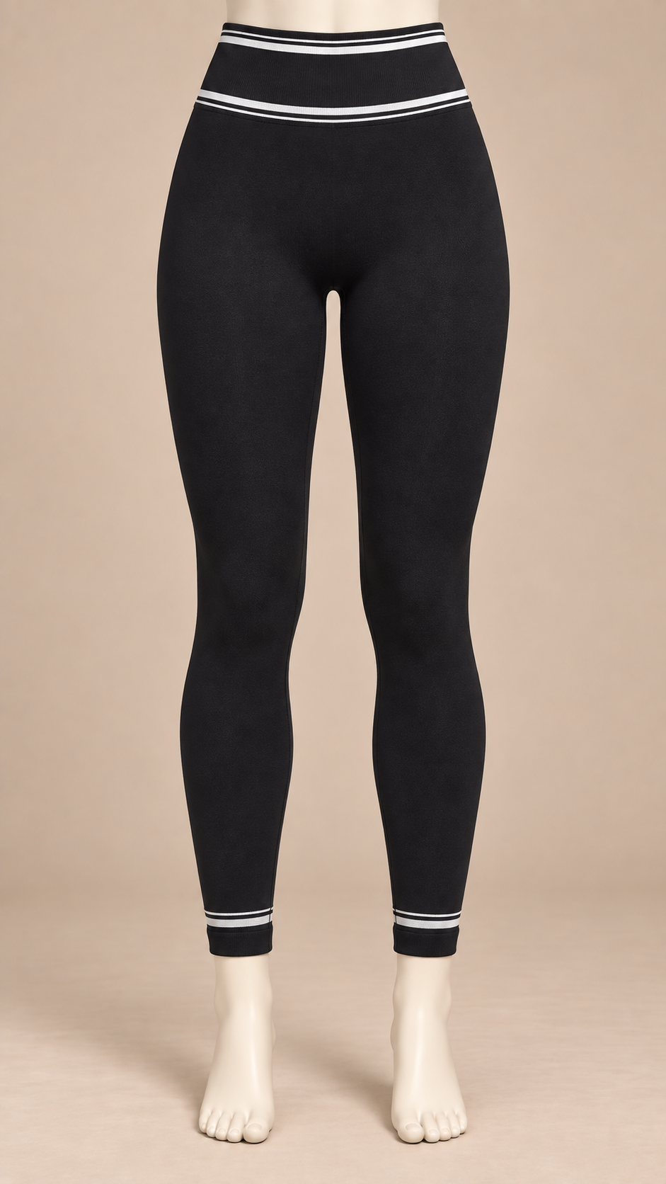 Nova Striped Seamless Leggings — Black mannequin front