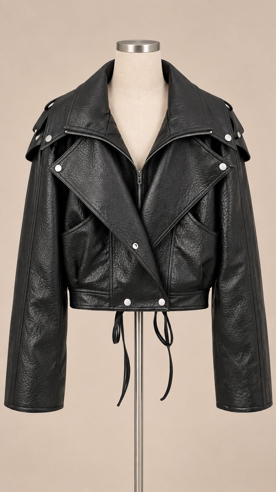Cosima Tie-Back Jacket — Black mannequin front