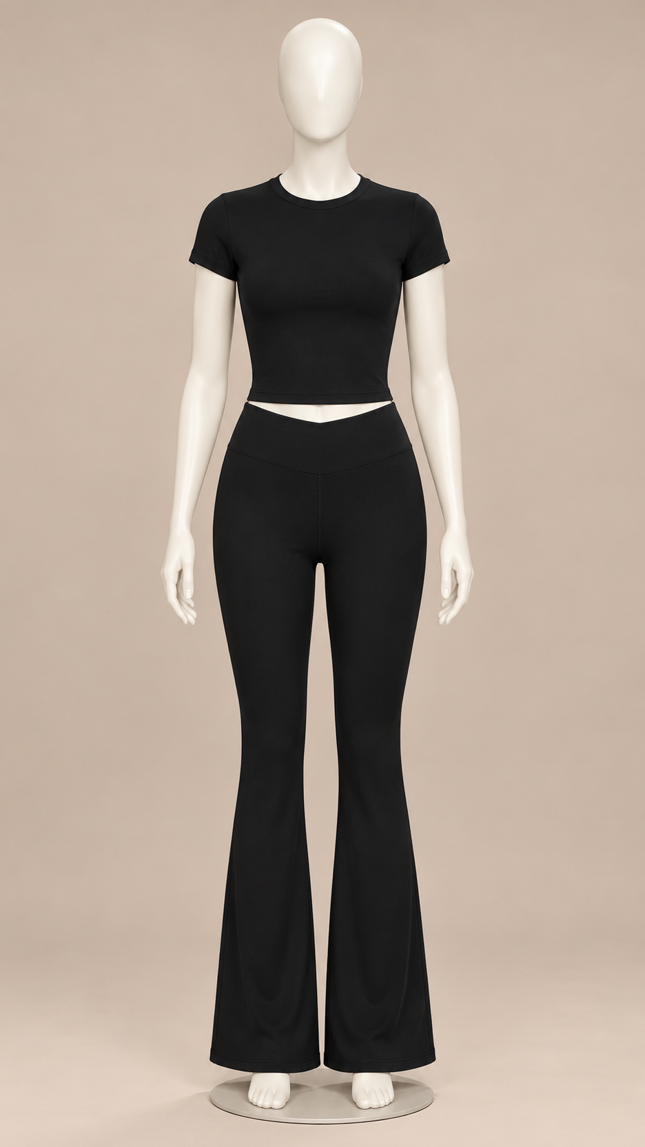 Odalys V-Waist Flare Set — Black mannequin front