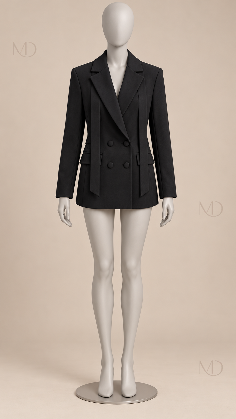 Genevieve Tie-Back Blazer — Black mannequin front