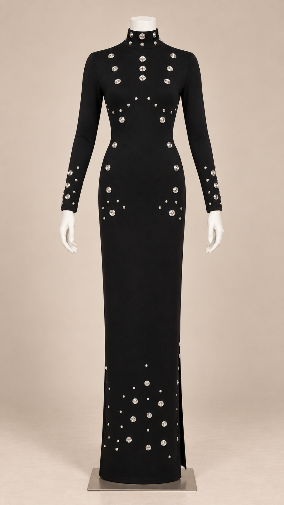 Lisette Rivet Maxi — Black mannequin front