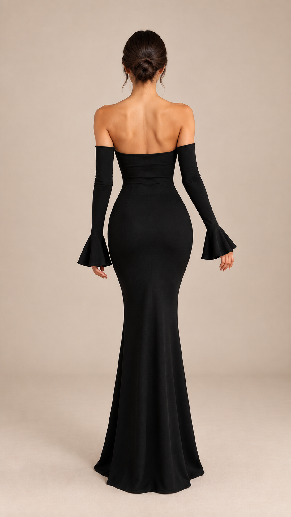 Seraphine Mermaid Maxi Dress — Black model back