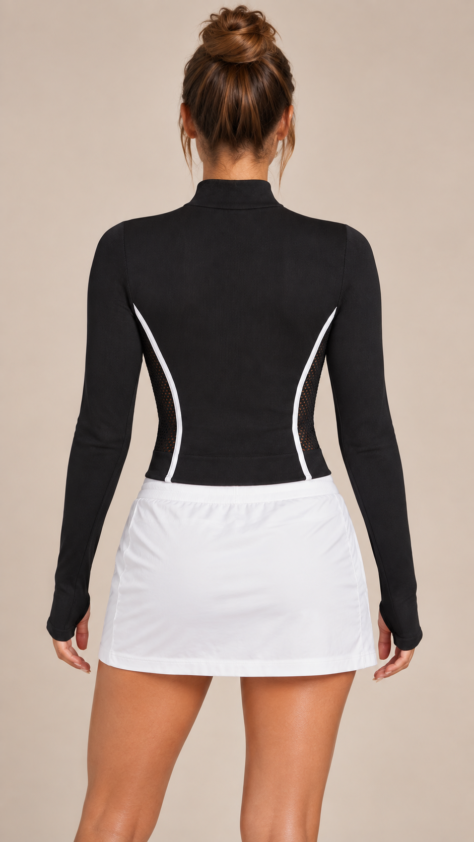Rhea Zip-Up Yoga Jacket — Black model back