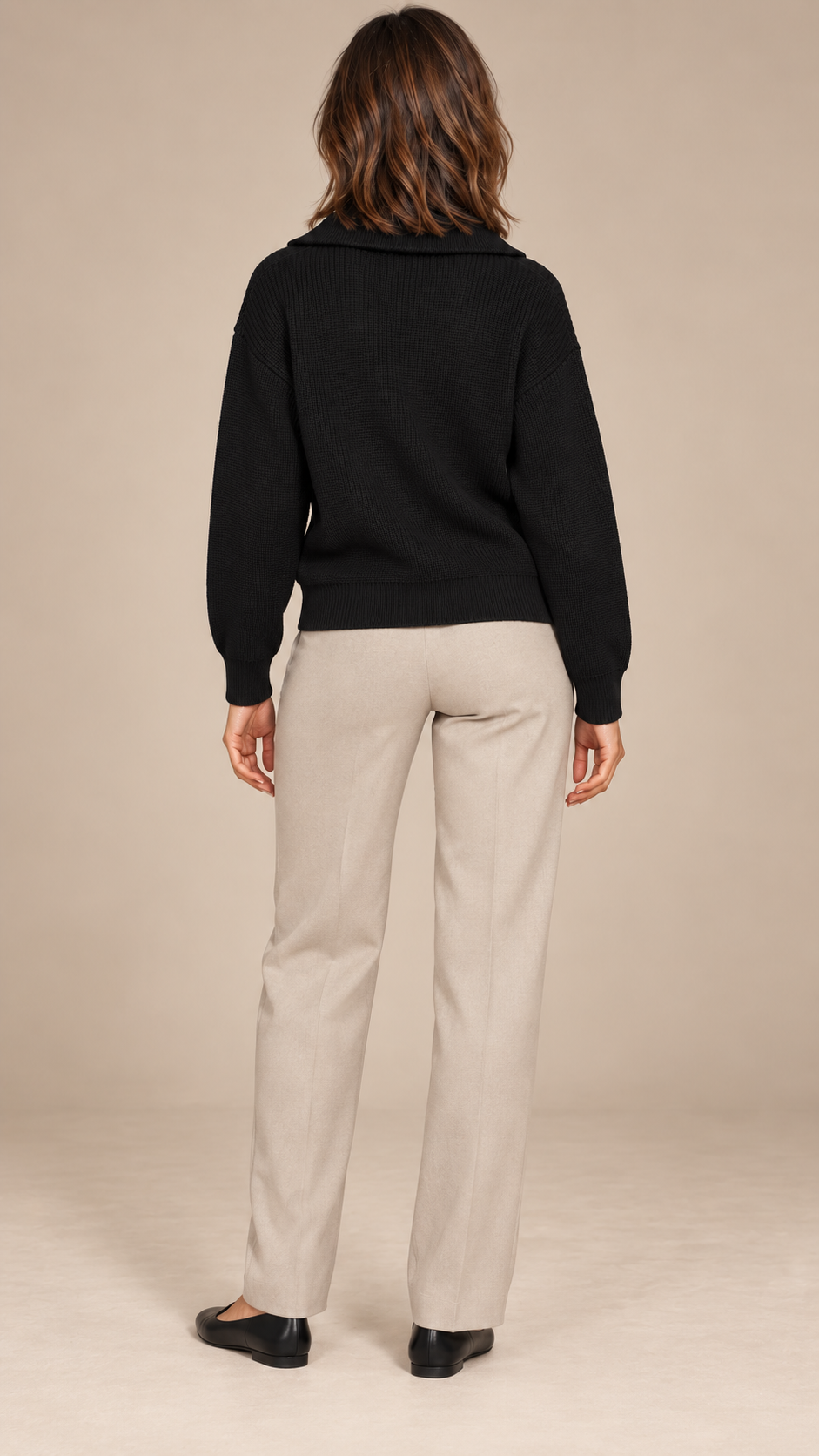 Isadora Half-Zip Sweater — Black model back