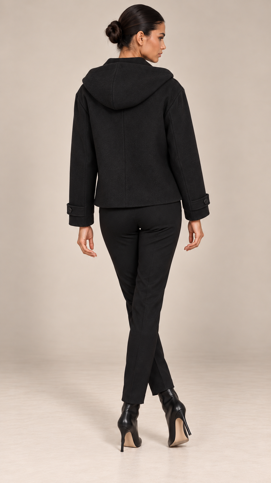 Benedetta Toggle-Clasp Jacket — Black model back