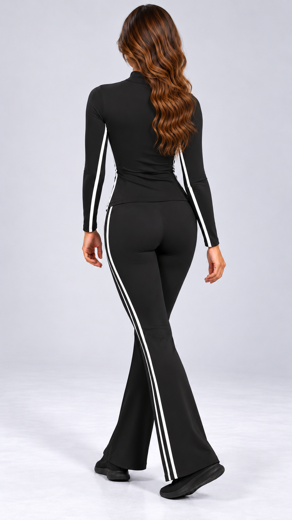 Nimue Racer-Stripe Yoga Set — Black model back