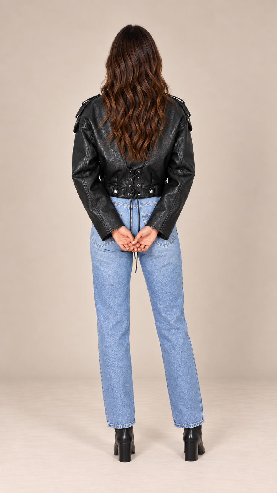 Cosima Tie-Back Jacket — Black model back