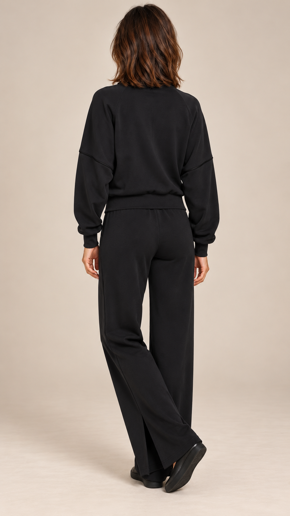 Saoirse Split-Hem Track Set — Black model back