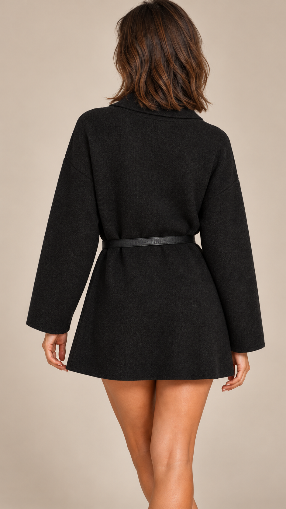 Philippine Sash-Belt Cardigan — Black model back