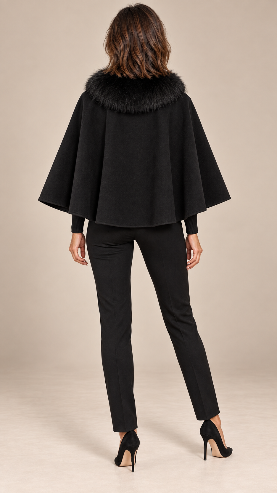 Colette Cape Coat — Black model back