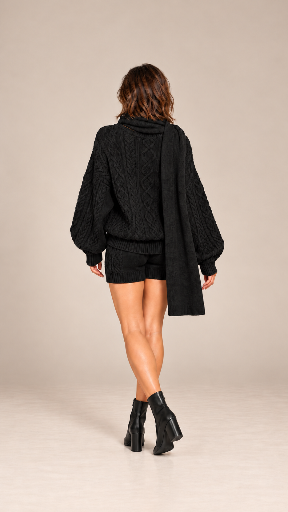 Ardith Cable-Knit Set — Black model back