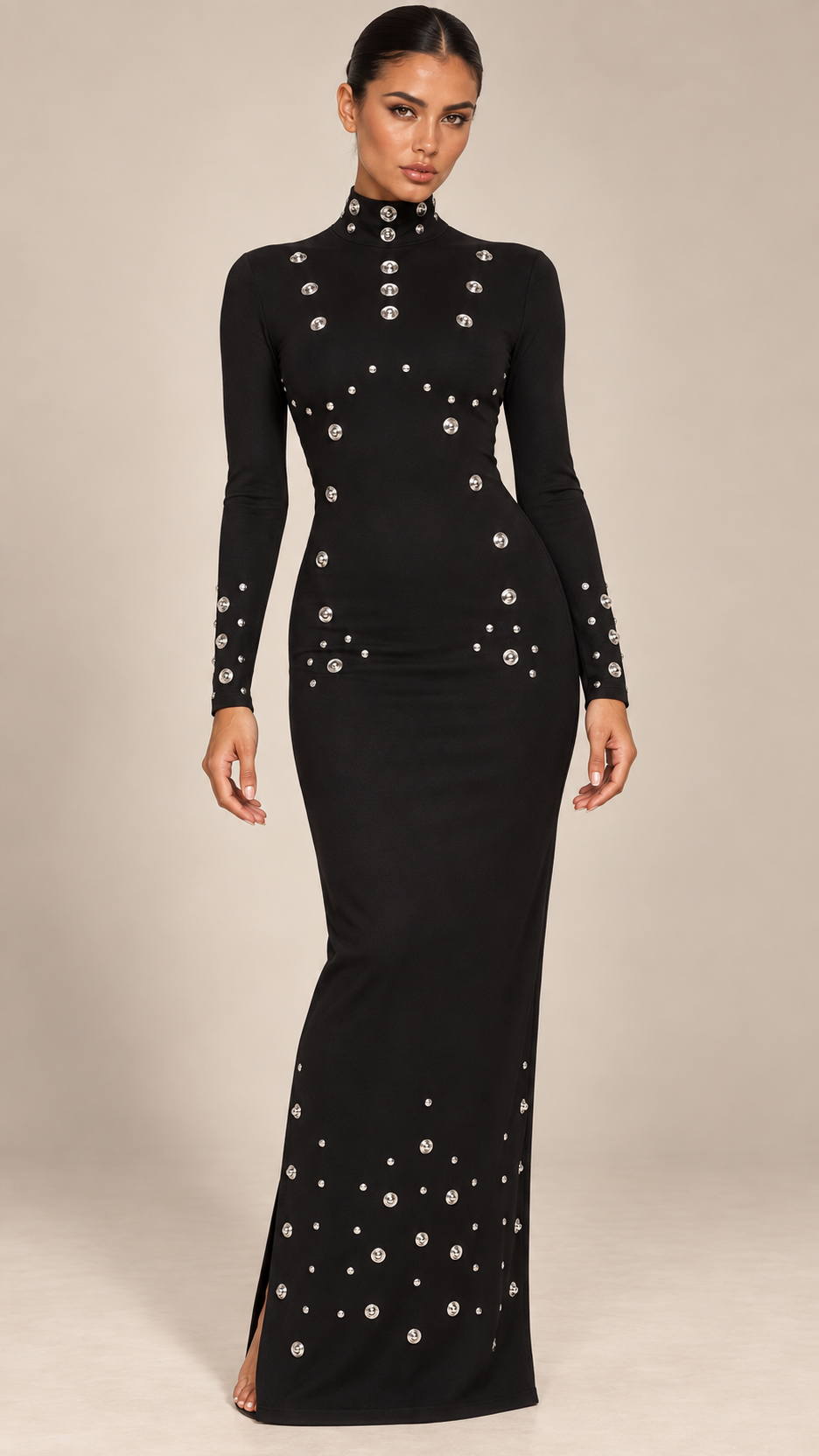 Lisette Rivet Maxi — Black model front