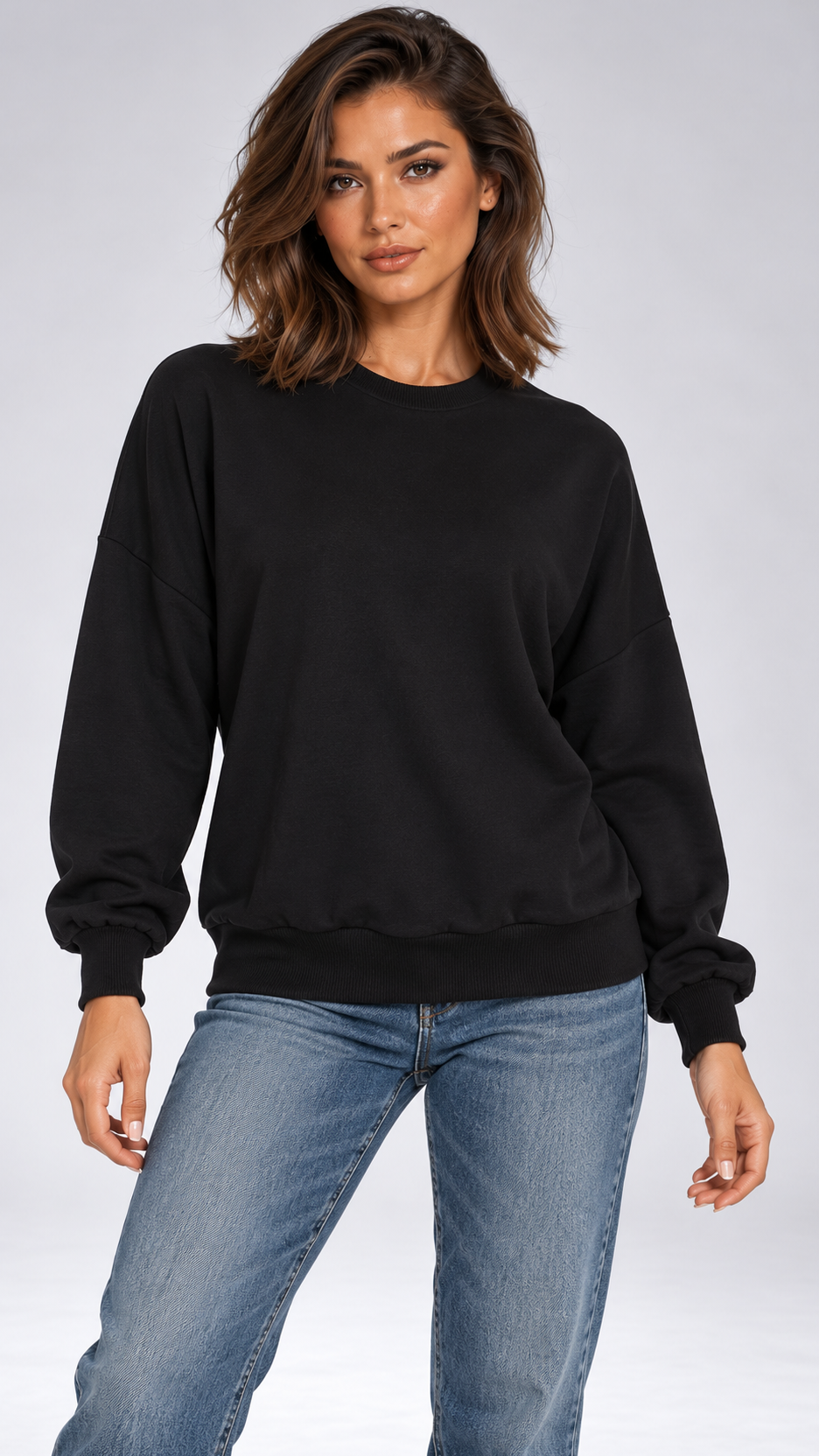 Signe Mesh-Back Sweatshirt — Black model front