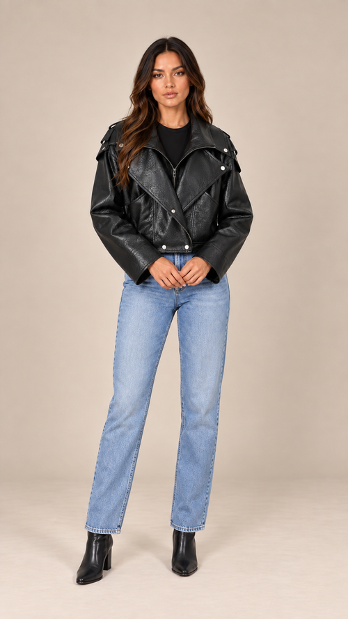 Cosima Tie-Back Jacket — Black model front