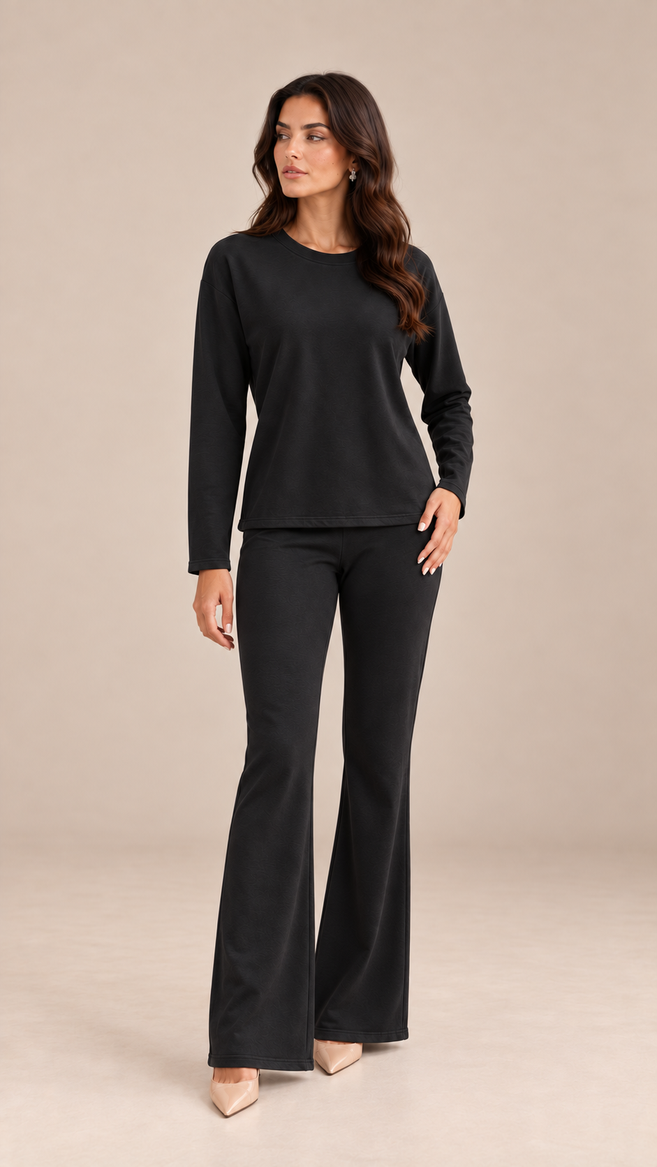 Noor Tie-Waist Set — Black model front
