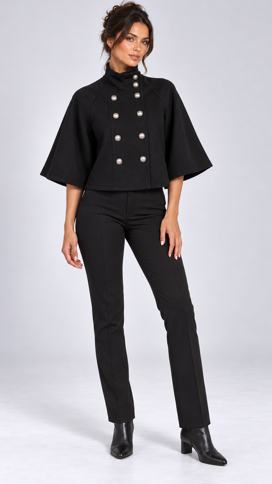 Gwendolyn Capelet Jacket — Black model front