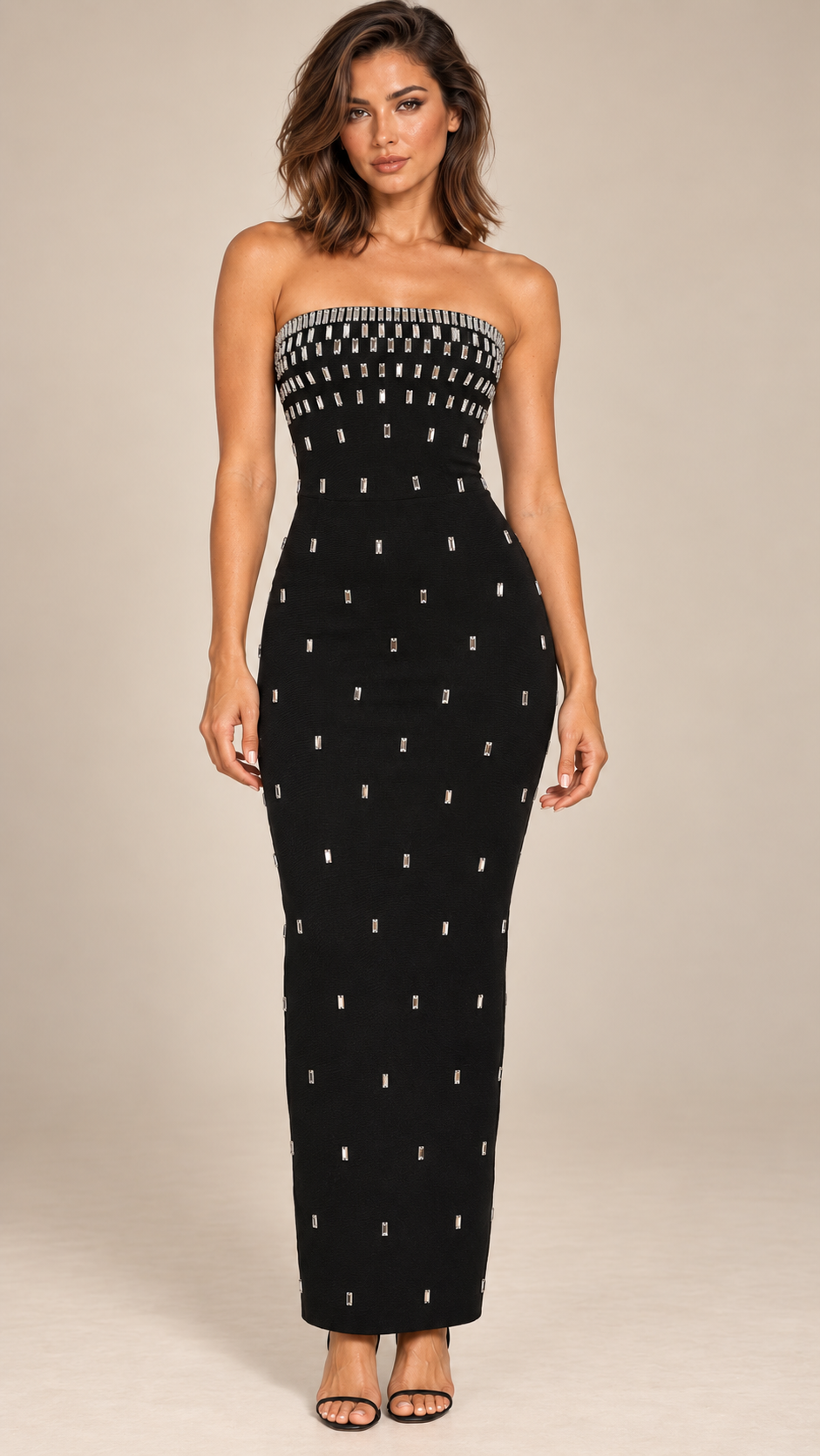 Rosella Baguette Maxi Dress — Black model front