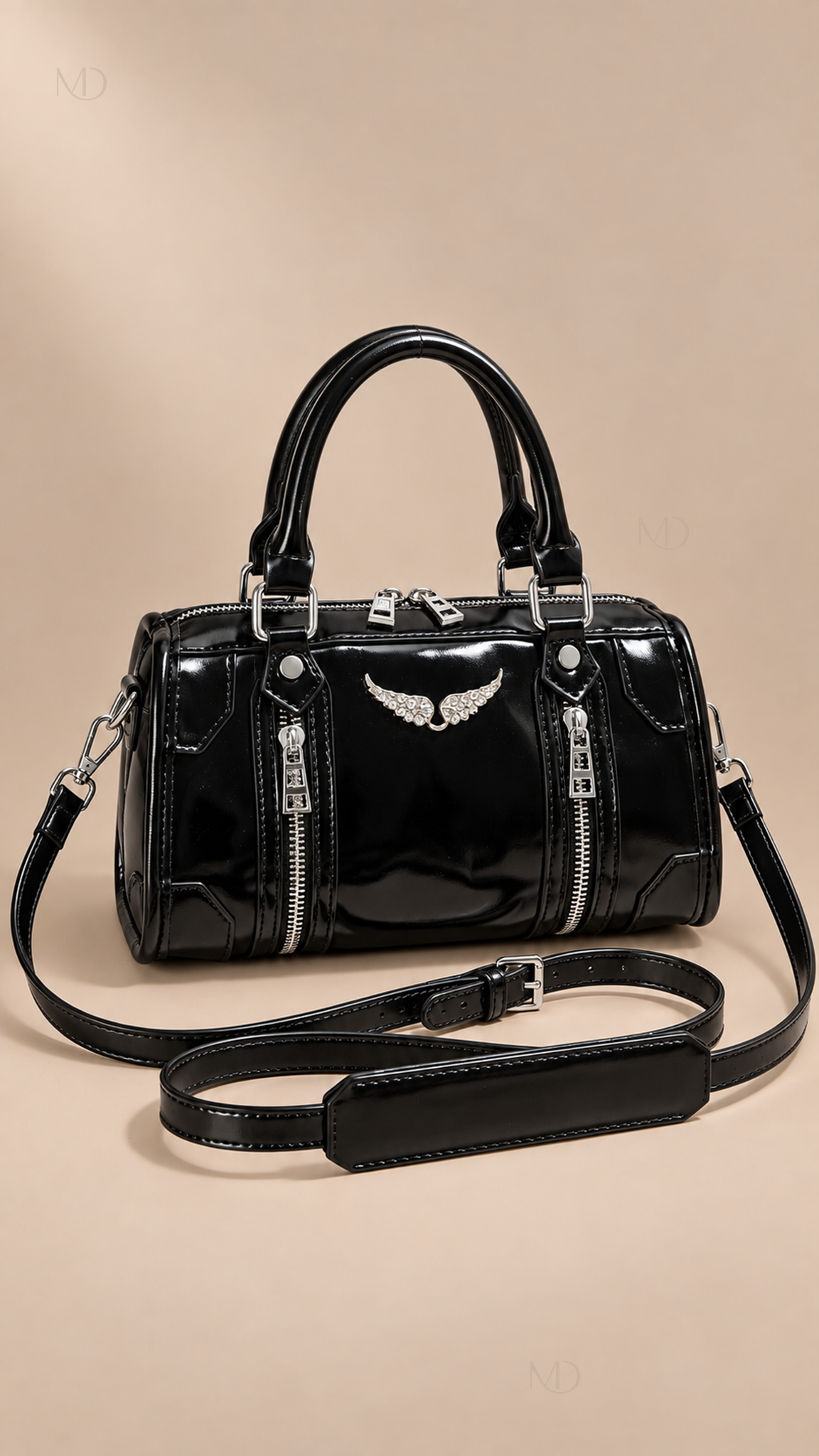 Zadie Studded Wing Bag — Black product closed