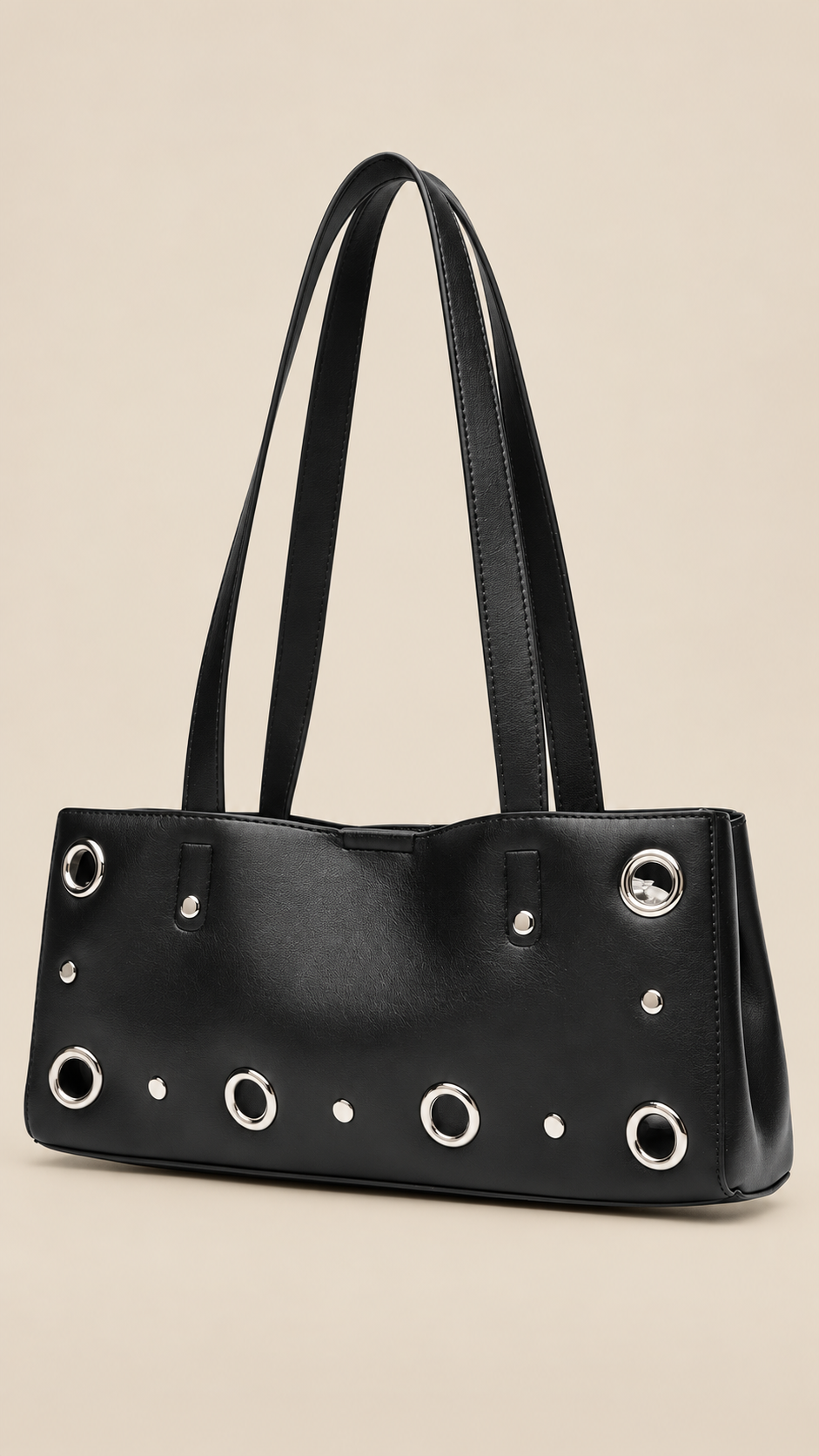 Noelia Eyelet Tote — Black product closed