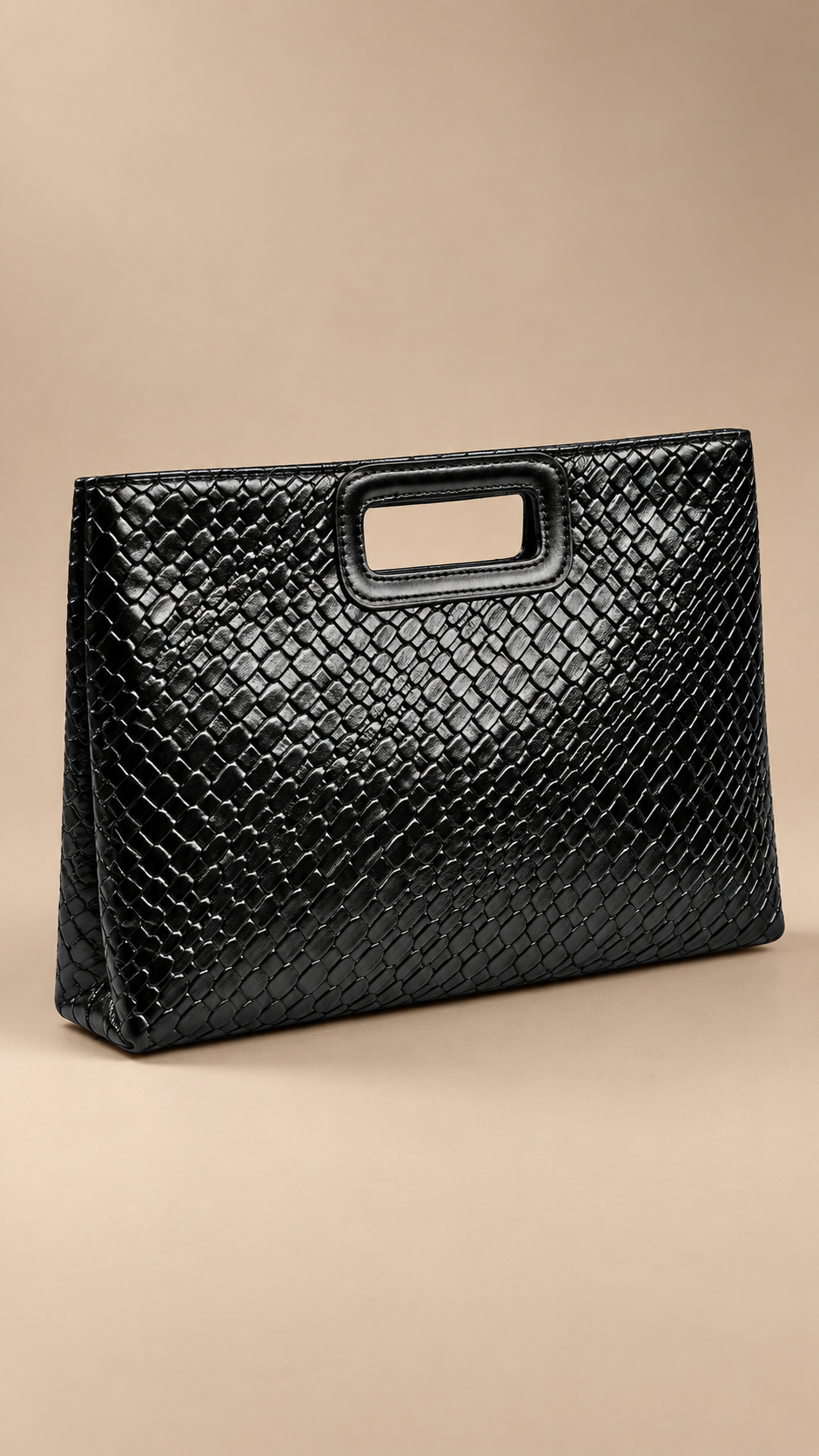 Delphine Woven Clutch — Black product closed