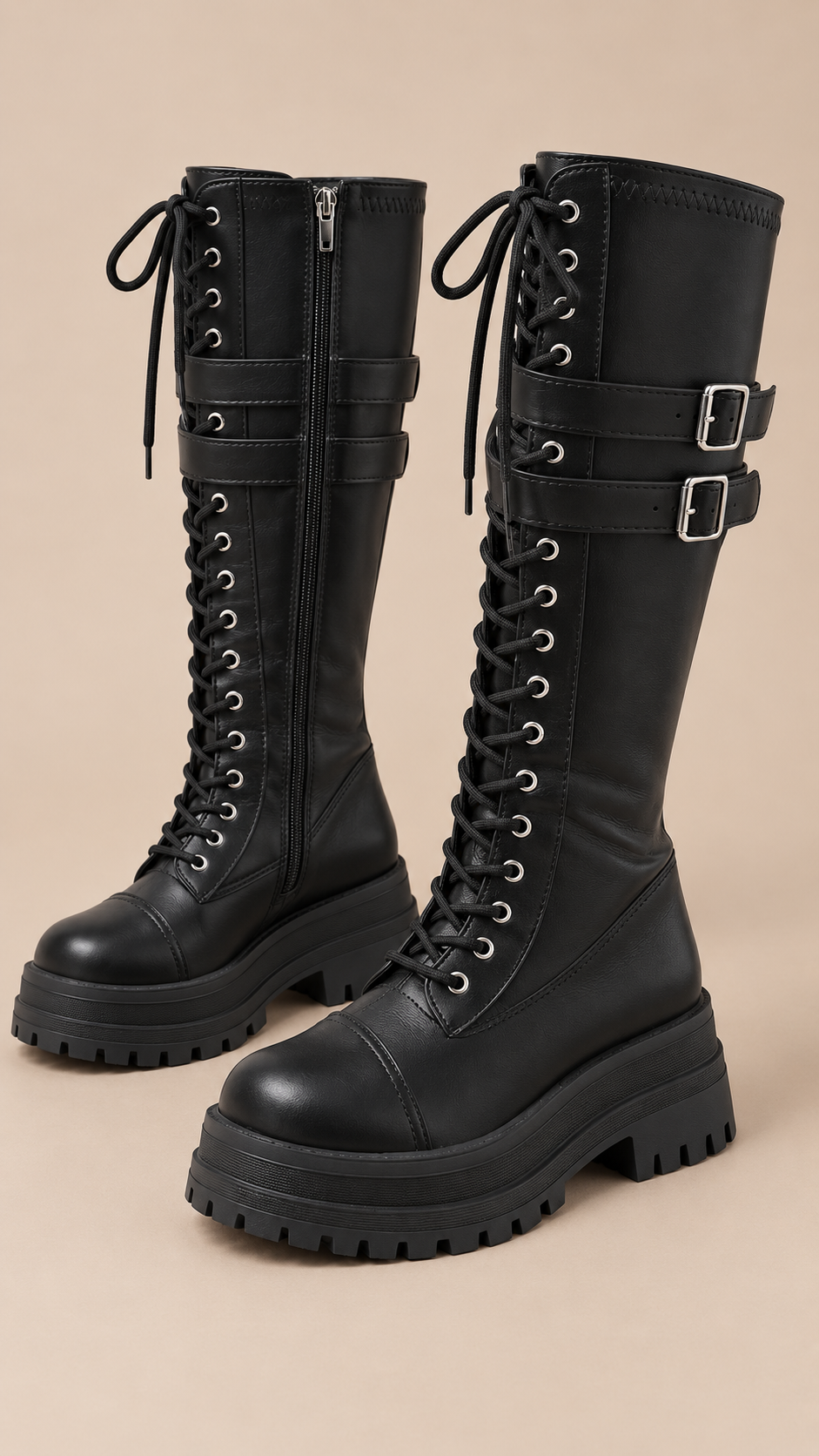 Thora Lace-Up Boots — Black product only