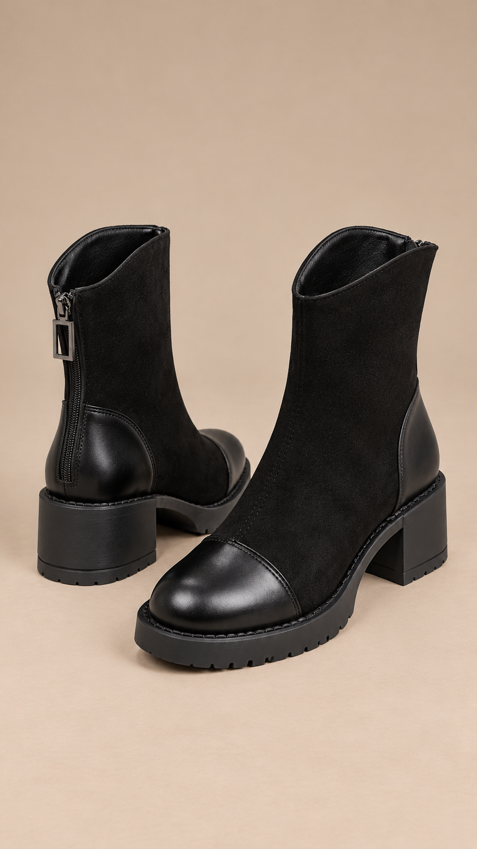 Vesna Block-Heel Boots — Black product only